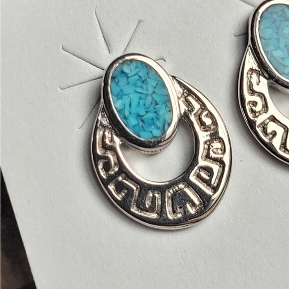 New! Southwestern Style Turquoise Stud Earrings - Picture 2 of 3